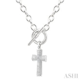 1/20 Ctw Cross Toggle Single Cut Diamond Fashion Necklace in Sterling Silver